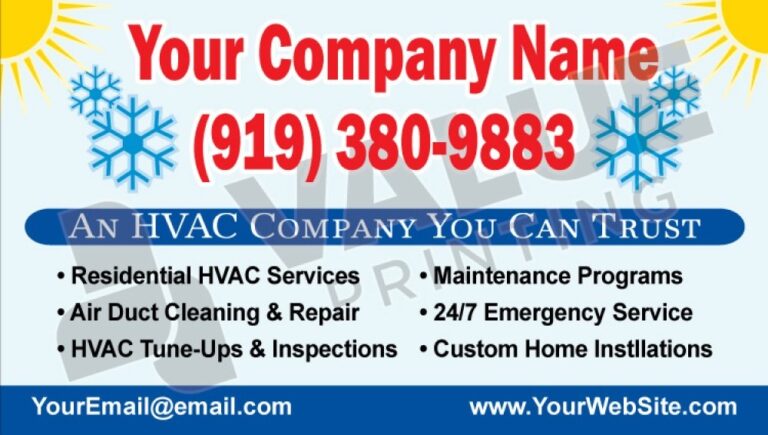 Sticker Business Cards for HVAC Companies and Appliance Repair